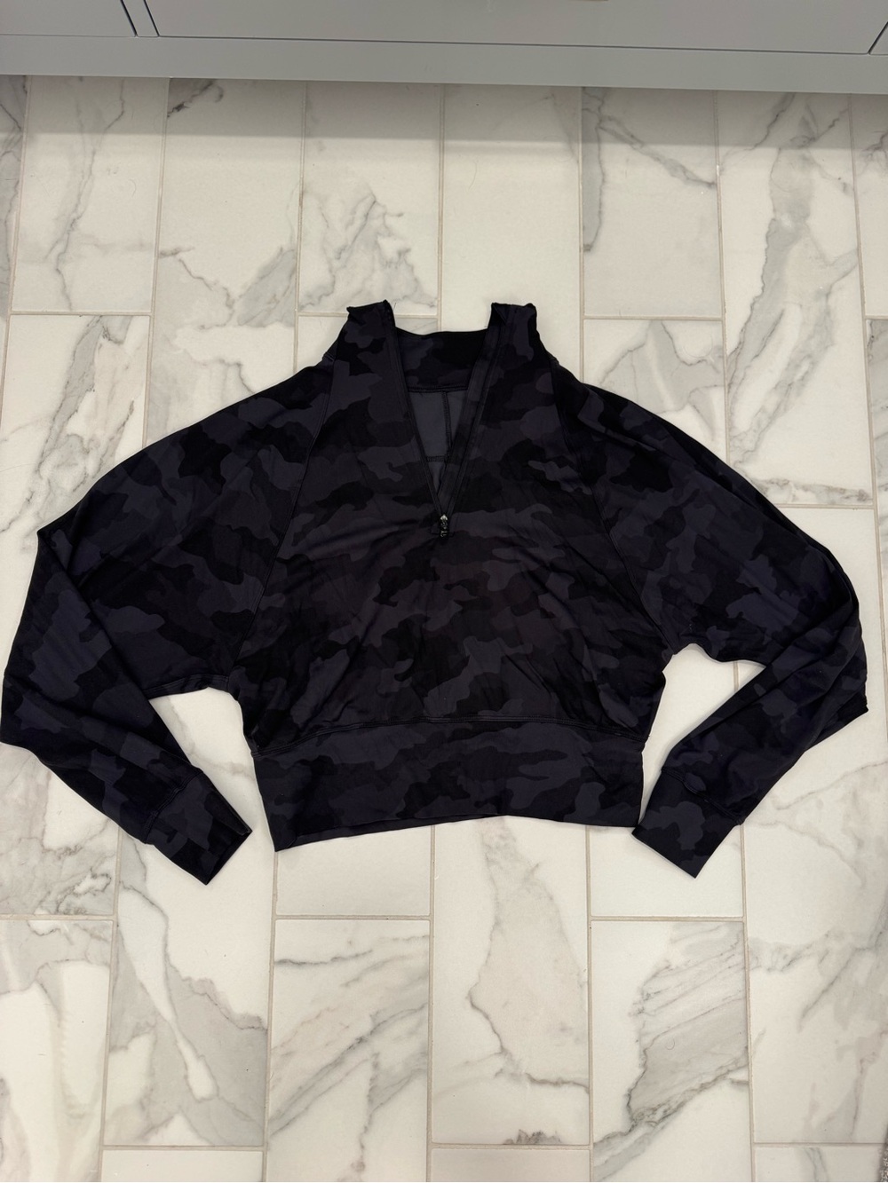 Lulu lemon Black Camouflage Half-Zip Pullover Sweater
